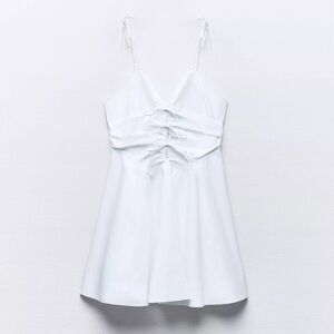 Zara Bow Trim Gabardine Mini- Dress